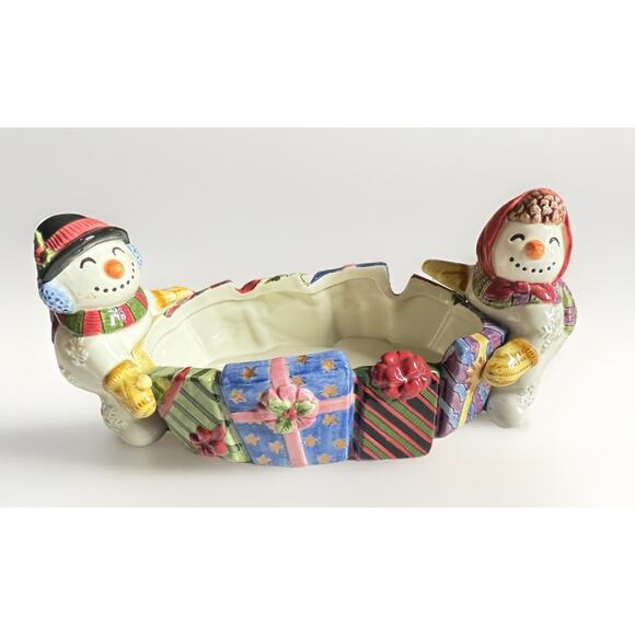 Fitz and Floyd Frosty Folks Tidbit 10 Inch Display Snacks Candy Christmas - Picture 1 of 6